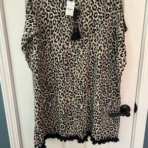 J. Crew Black and Cream Sleeveless Tunic Swim Coverup